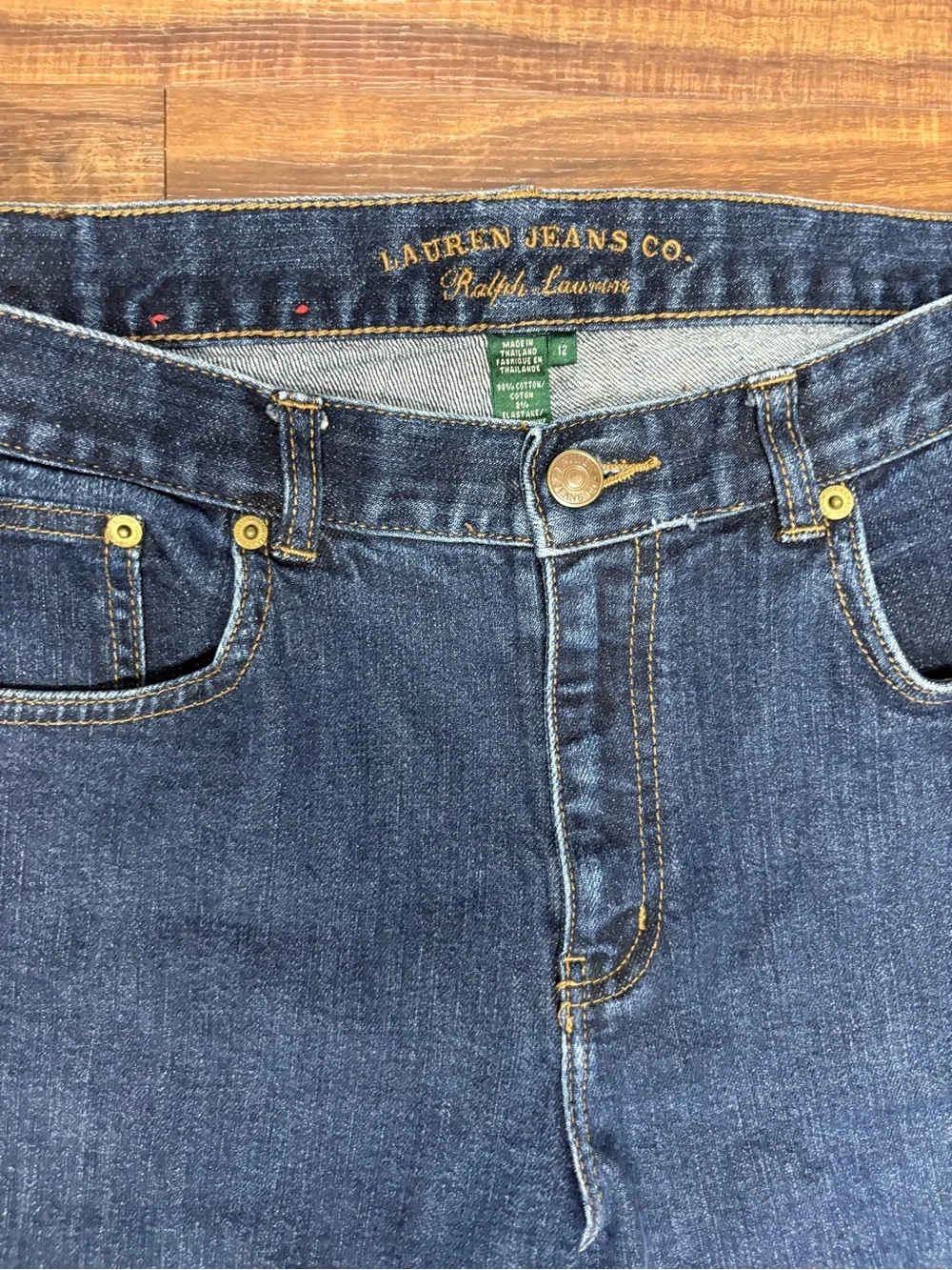 Lauren Jeans Co. Ralph Lauren Women’s Straight Dark Wash Denim Jeans size 12 - Picture 2 of 4